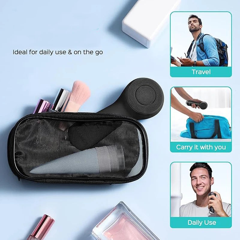 360° Rotating Facial Cleansing Brush – USB Rechargeable Silicone Massager