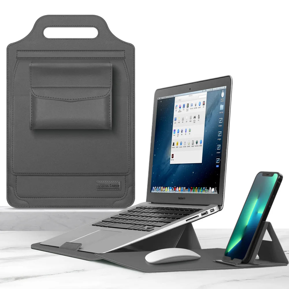 for Infinix XBOOK B15 15.6inch Laptop Sleeve Foldable Laptop Stand Mouse Pad Phone Holder Charger Mouse Pouch Flip Bag Case