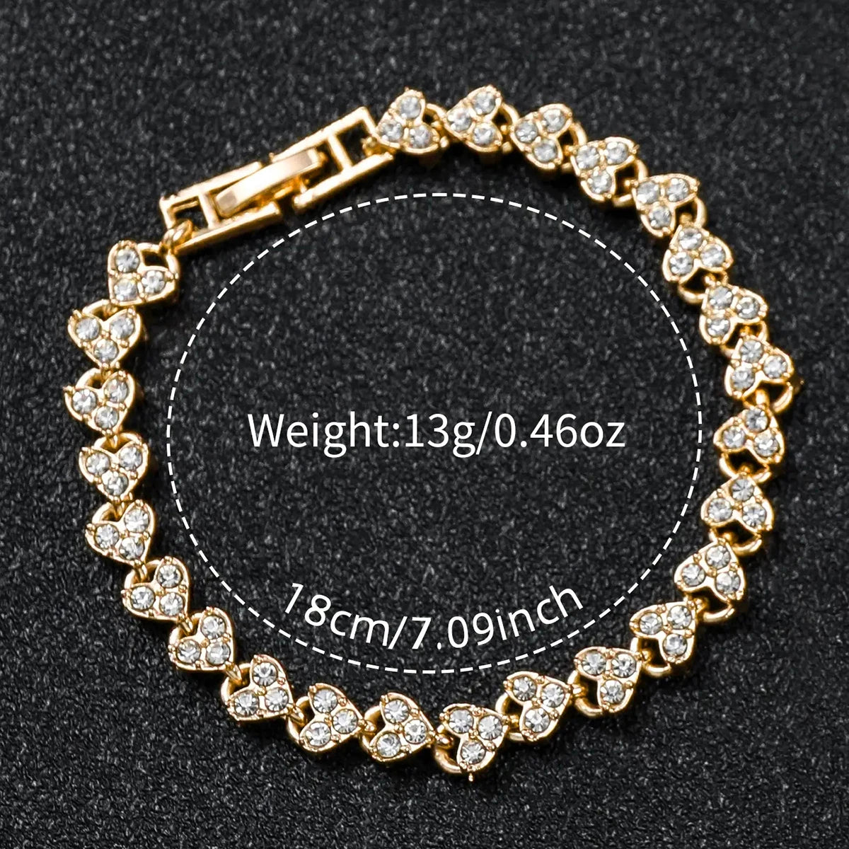 Luxury Full Diamond Women's Quartz Watch & Heart Bracelet Set – 2PCS Ladies Wristwatch