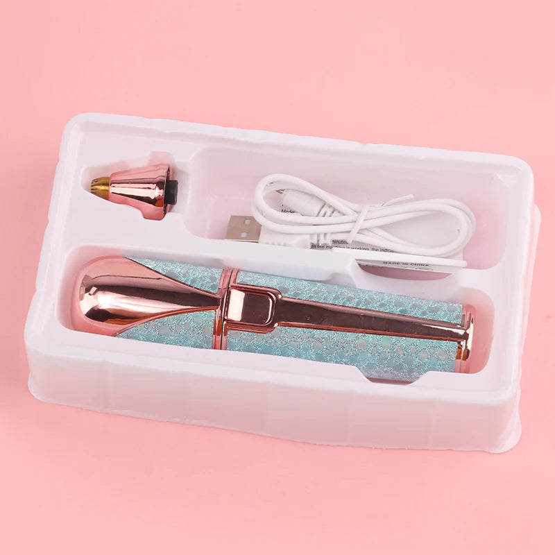 Portable 2 IN 1 Electric Epilator Eyebrow Trimmer Body Facial Lip Hair Remover Mini Painless Razor Shave Shaver Built-in LED