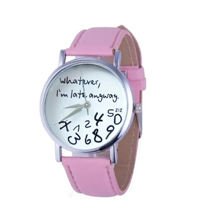 Funny Quote Watch for Women – Leather Strap Big Dial Quartz