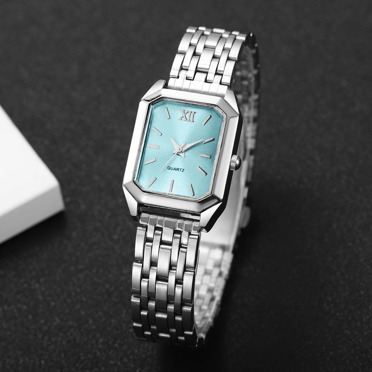 Fashion Rectangle Women's Quartz Watch – Casual Ladies Wristwatch Set