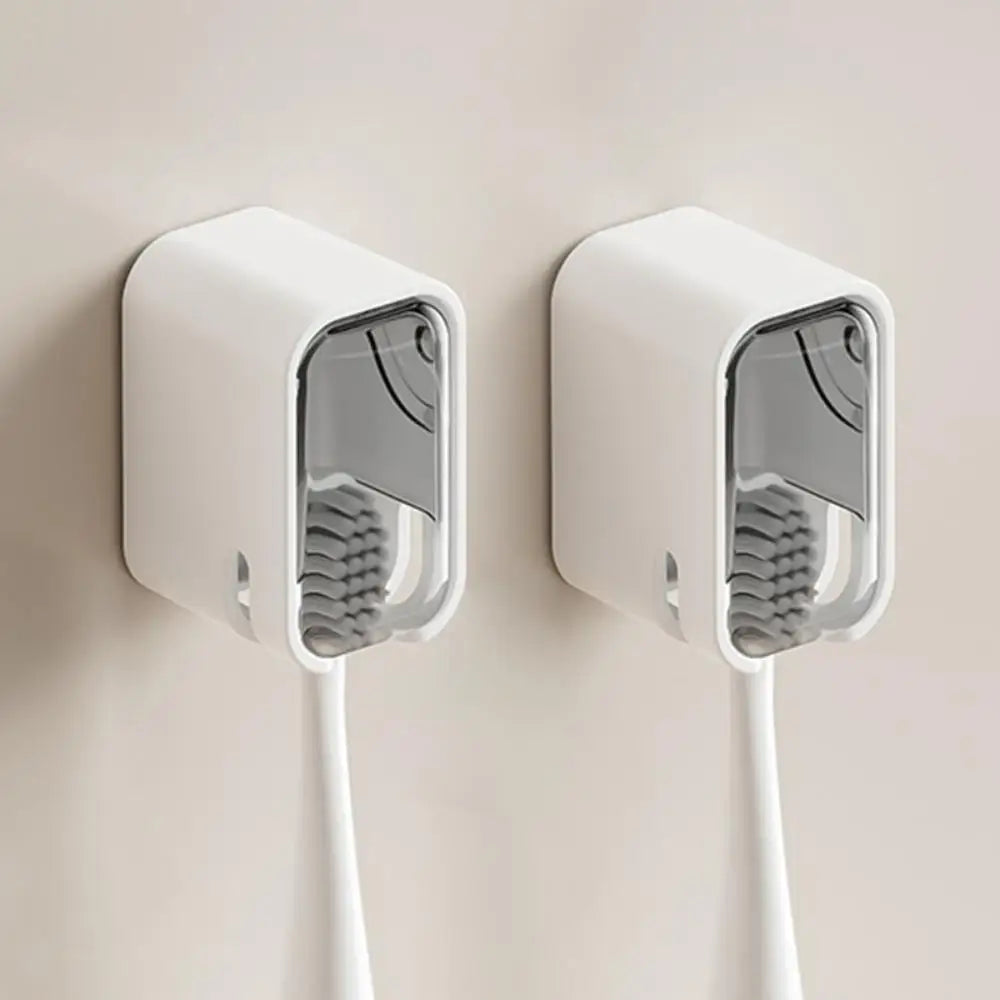 A simple wind-driven toothbrush holder with a cover, dust-proof box, no need to drill holes, wall mounted electric toothbrush ho