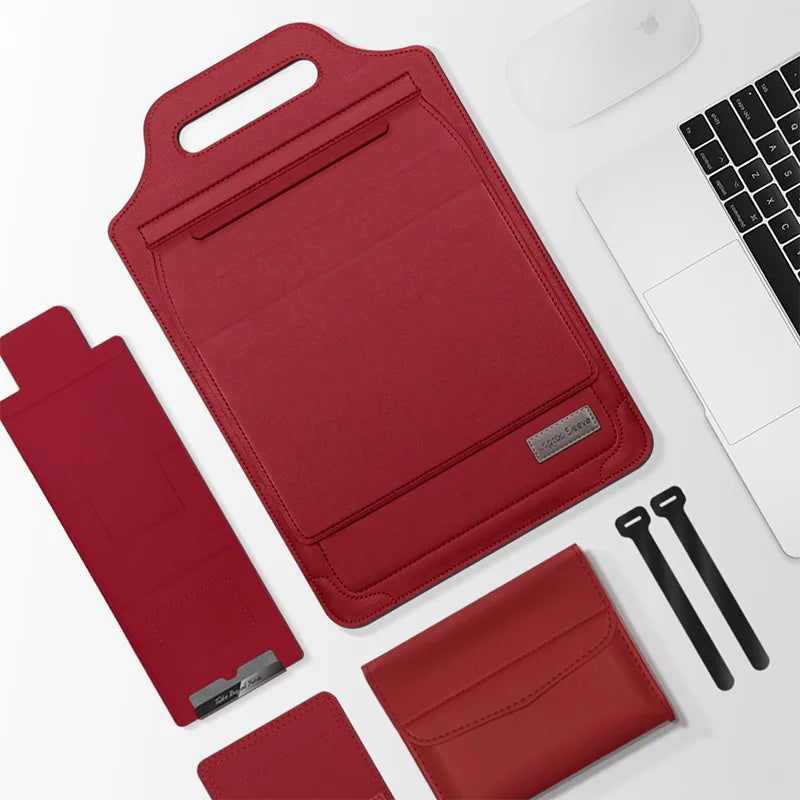 for Infinix XBOOK B15 15.6inch Laptop Sleeve Foldable Laptop Stand Mouse Pad Phone Holder Charger Mouse Pouch Flip Bag Case