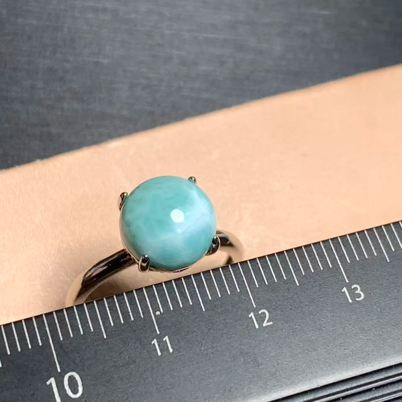Natural Larimar Heart Ring – Adjustable Vintage Gemstone Ring for Women