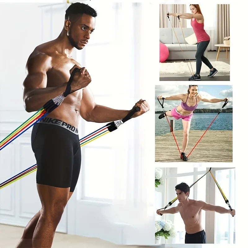 Complete Resistance Band Set – 5 Levels, Door Anchor & Full Accessories