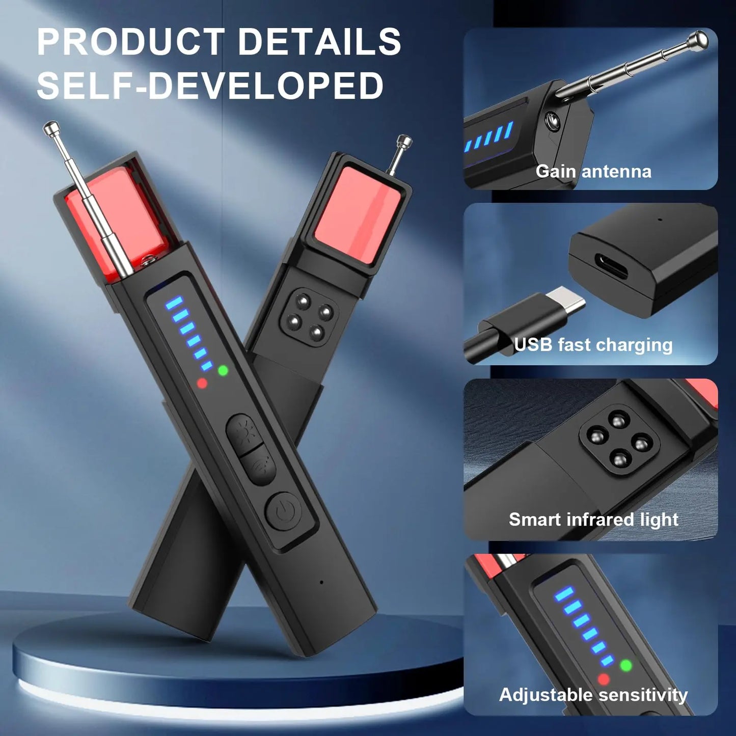 6-in-1 Anti-Spy Camera & GPS Tracker Detector | RF Signal & Bug Scanner for Travel & Hotels