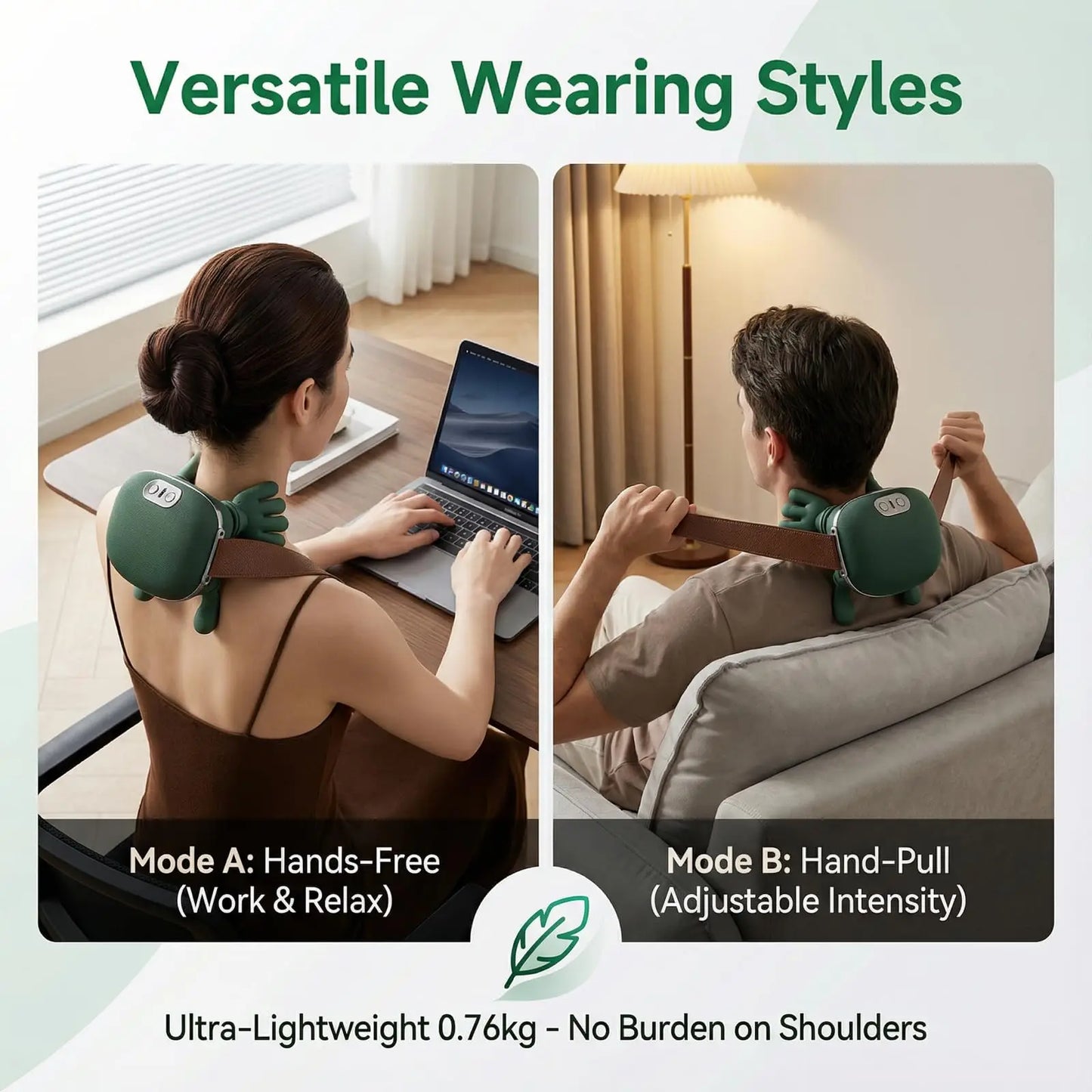Bionic Neck Shoulder Massager Shiatsu Neck and Back Massager Cordless Deep Kneading Relaxation Tool Handheld or Strap Use