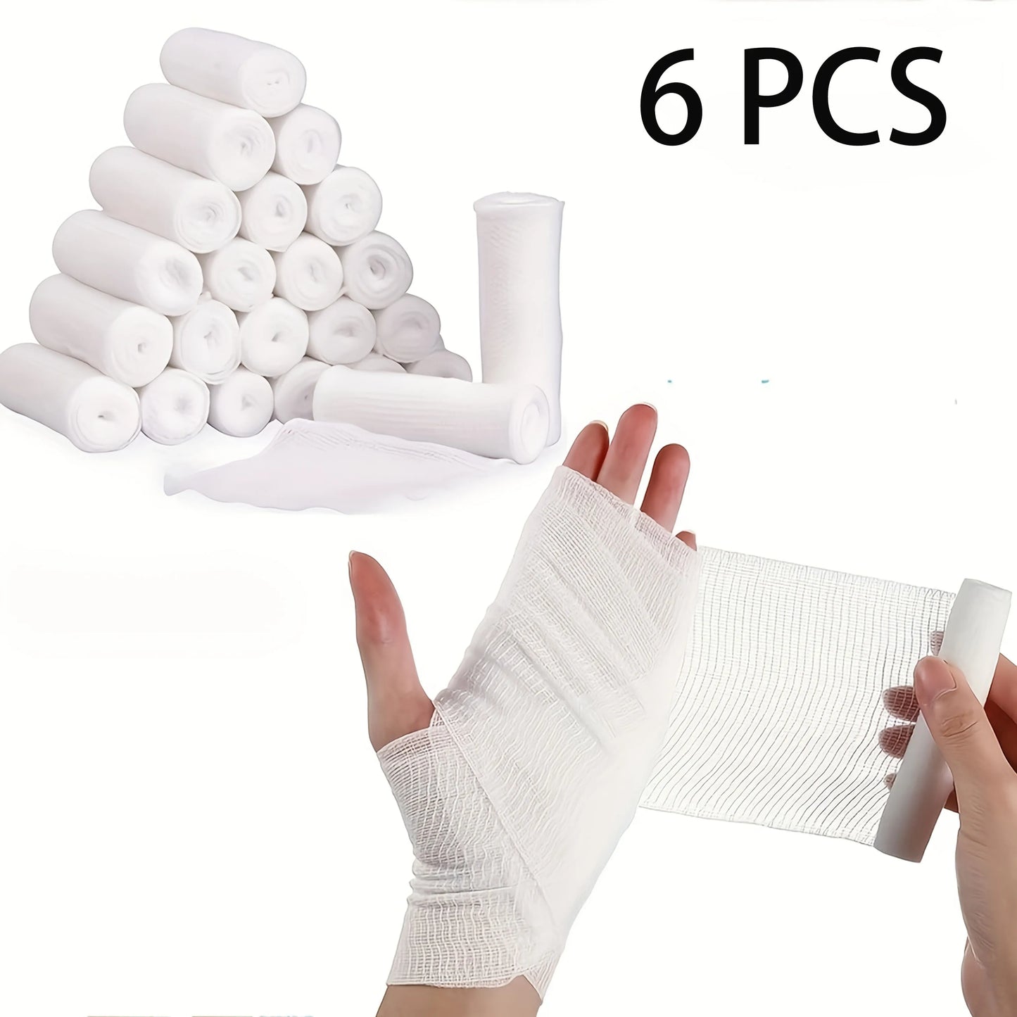 Elastic Gauze Bandages 6-Pack – Breathable Sports & First Aid Wrap