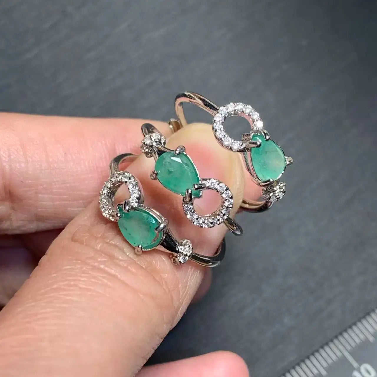 Natural Emerald Adjustable Ring – Multiple Styles Vintage Gemstone Ring for Women