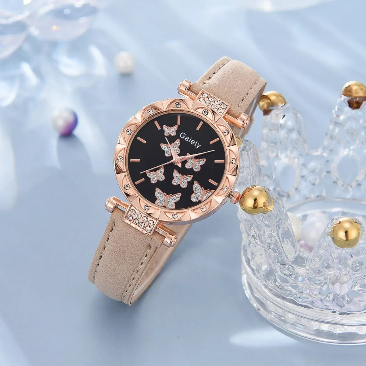 Women Watch Ring Necklace Earrings Bracelet Set Watches Butterfly