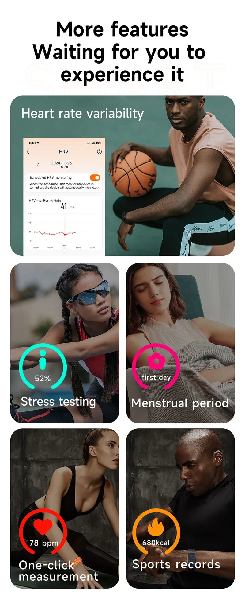 Fitness Tracker Watch - Heart Rate Blood Pressure Monitor