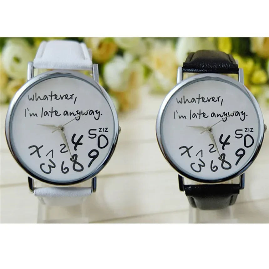 Funny Quote Watch for Women – Leather Strap Big Dial Quartz