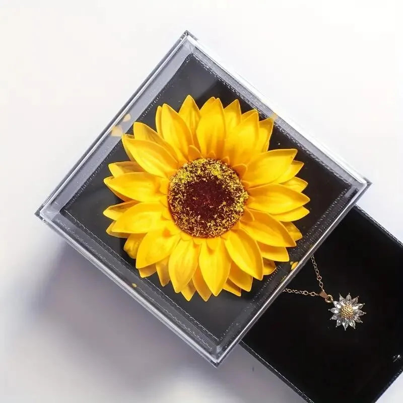 Sunflower Necklace with Gift Box - Perfect I Love You Gift for Girlfriend