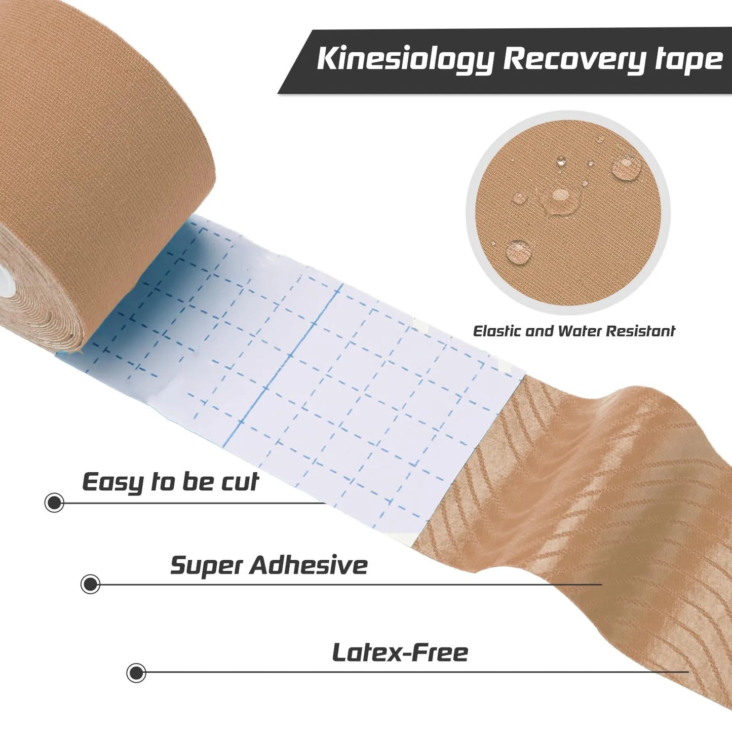 Pre-Cut Kinesiology Tape – 5cm×5m Waterproof Elastic Muscle Support