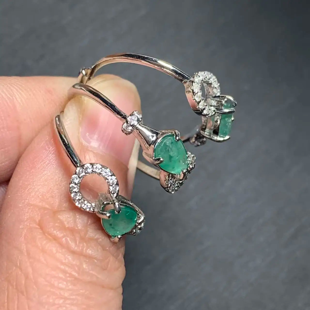 Natural Emerald Adjustable Ring – Multiple Styles Vintage Gemstone Ring for Women