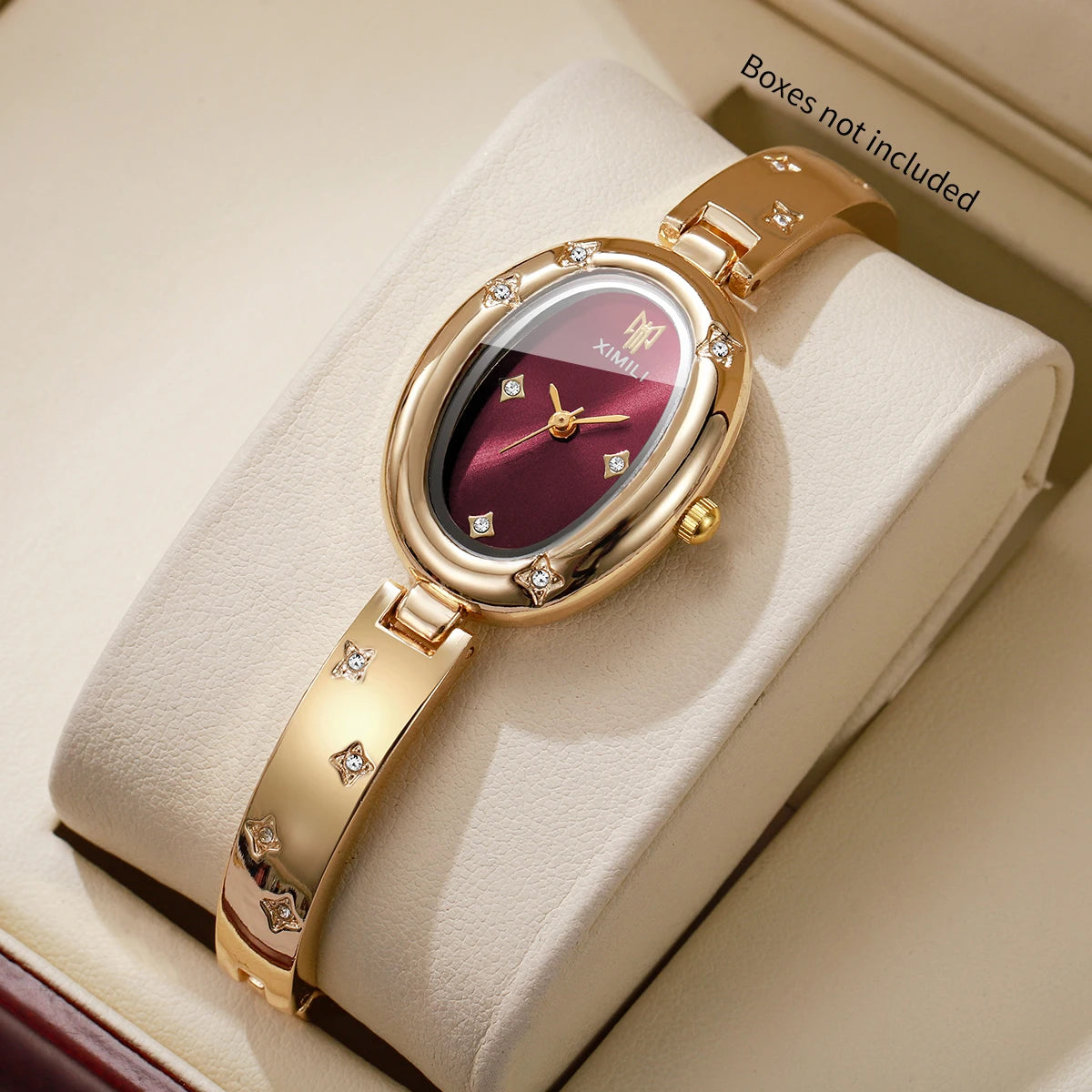 Elegant Oval Dial Women's Rhinestone Bracelet Quartz Watch – Bangle Wristwatch