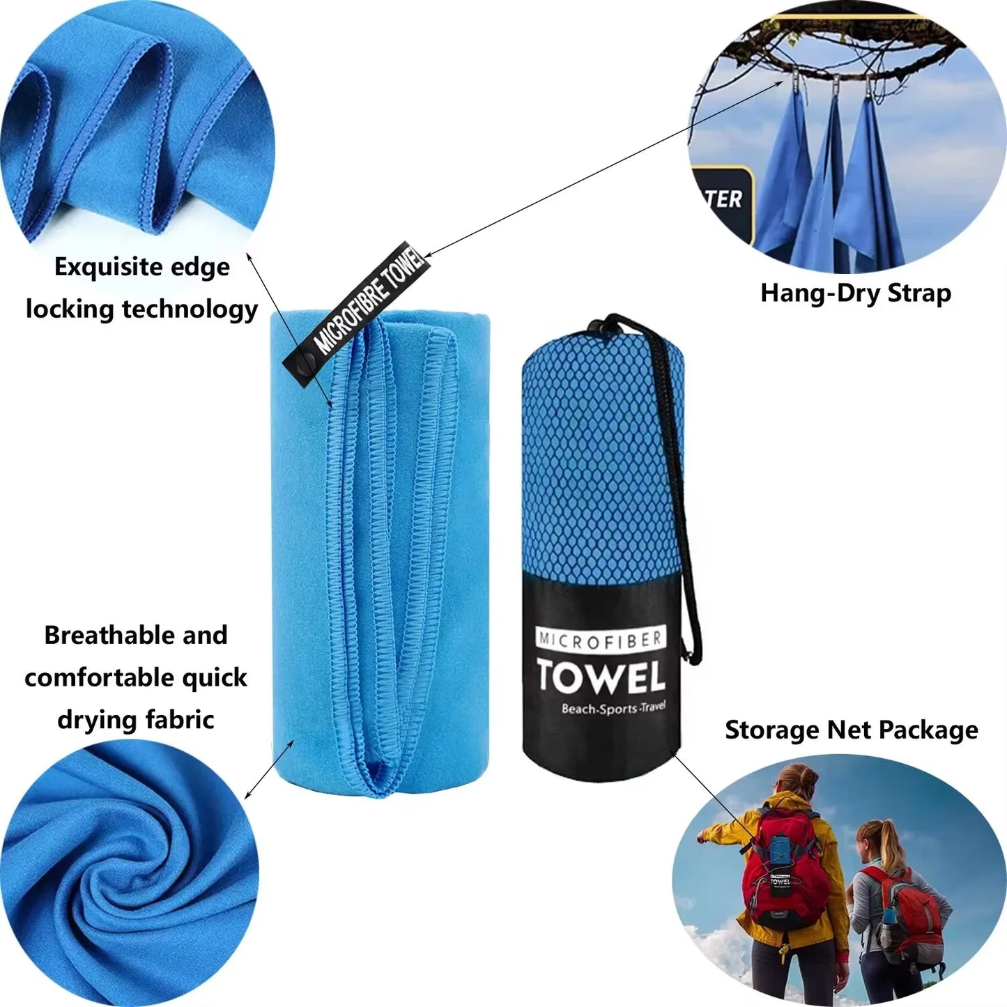 Luxury Microfiber Sports Towel – Quick-Dry Super Soft for Gym, Beach & Travel