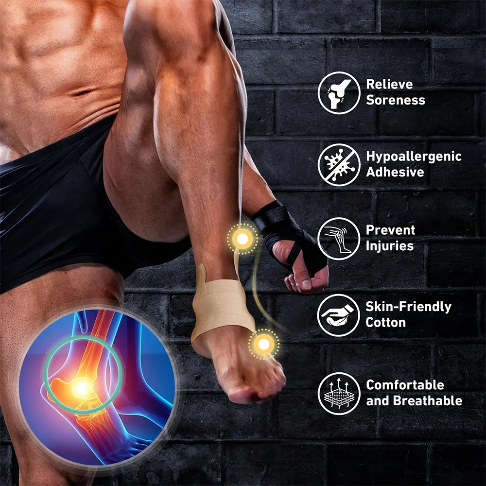 Kinesiology Ankle Tape – Breathable Elastic Strips for Sprain Prevention