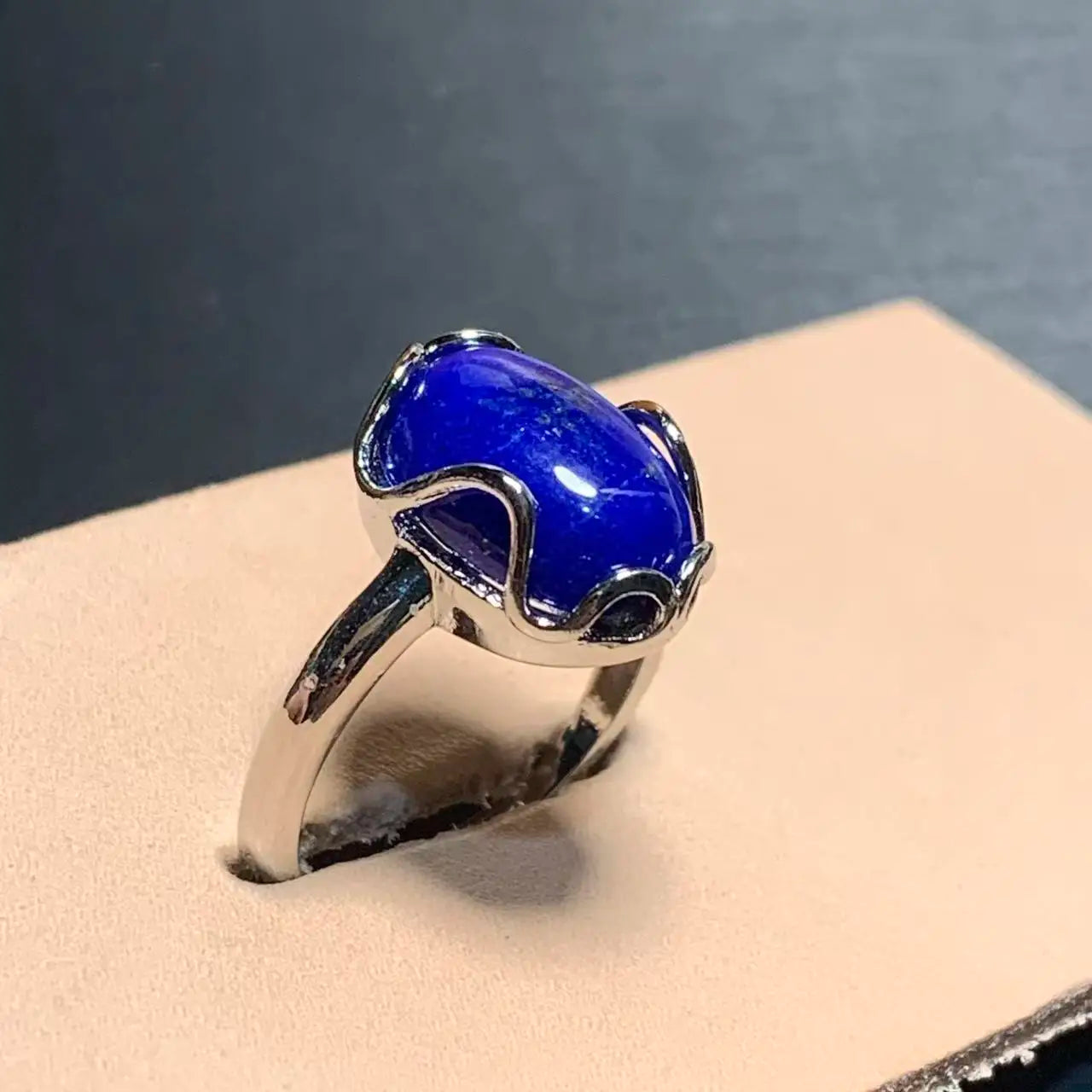 Natural Lapis Lazuli Adjustable Ring – Vintage Fine Jewelry for Women
