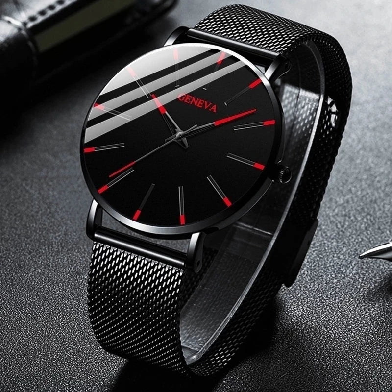 Men's Ultra Thin Business Watch – Mesh Belt Analog Quartz
