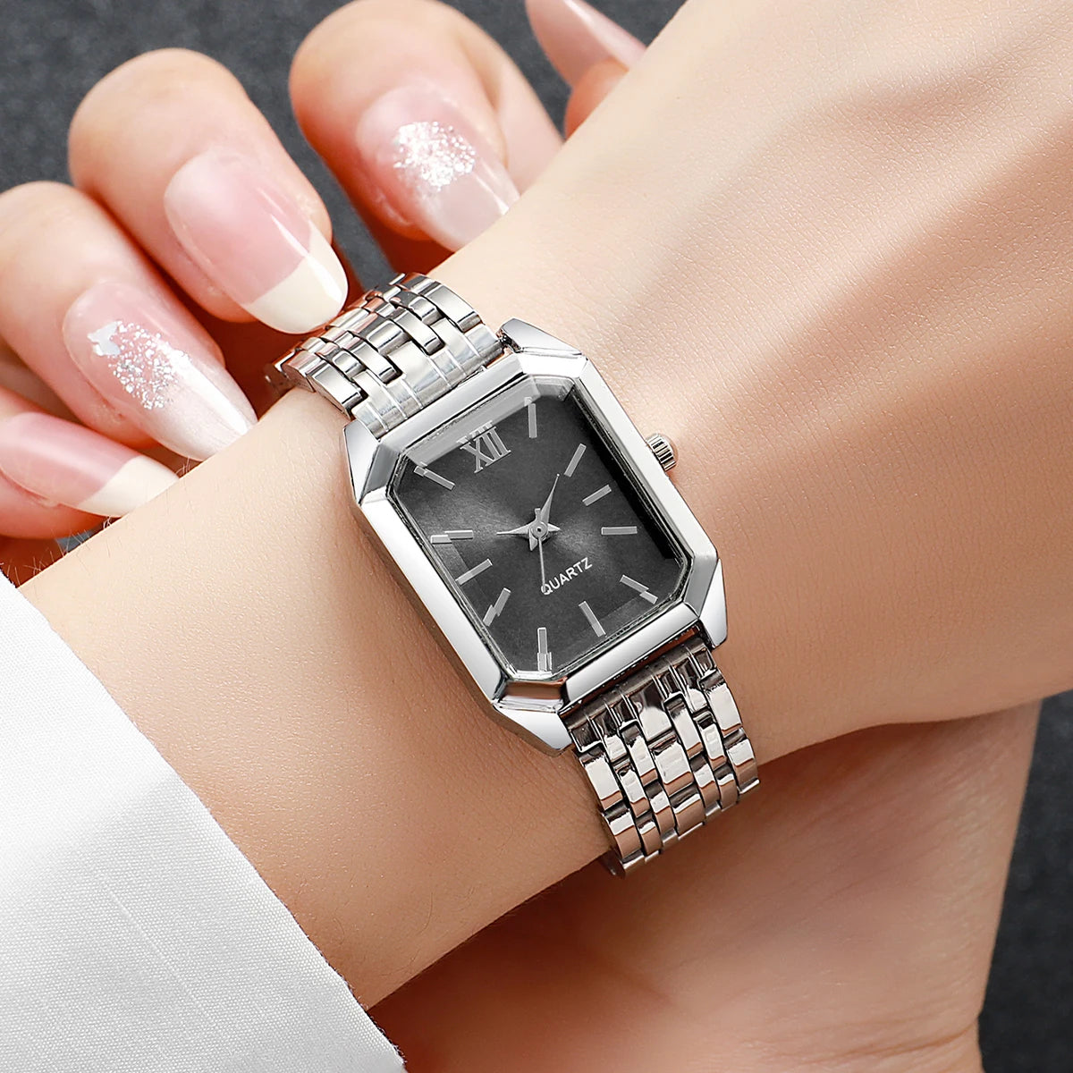 Fashion Rectangle Women's Quartz Watch – Casual Ladies Wristwatch Set