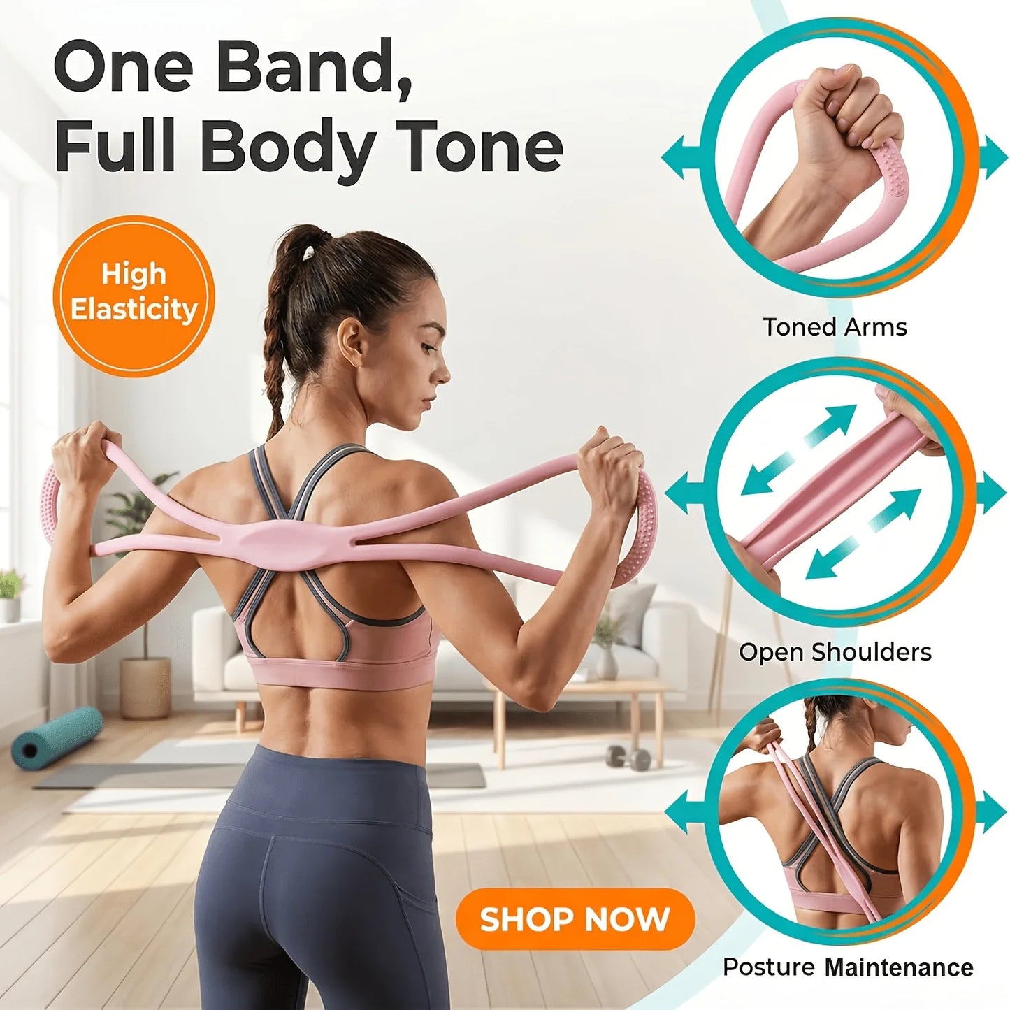 Figure-8 Yoga Stretch Strap – Back, Shoulder & Full Body Toning