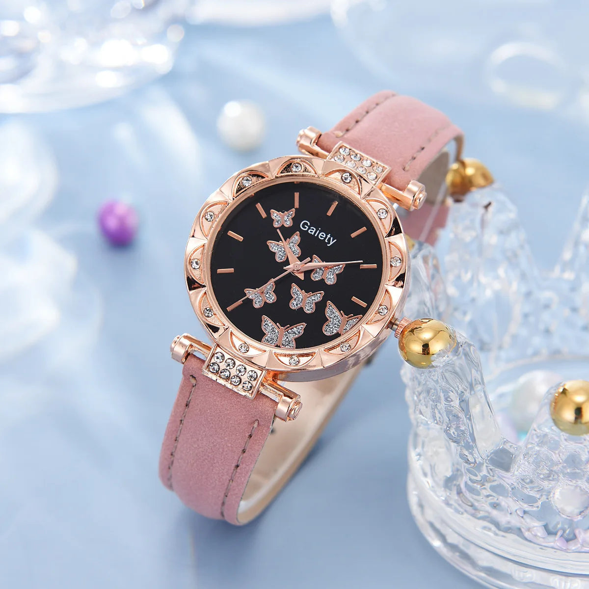 Women Watch Ring Necklace Earrings Bracelet Set Watches Butterfly