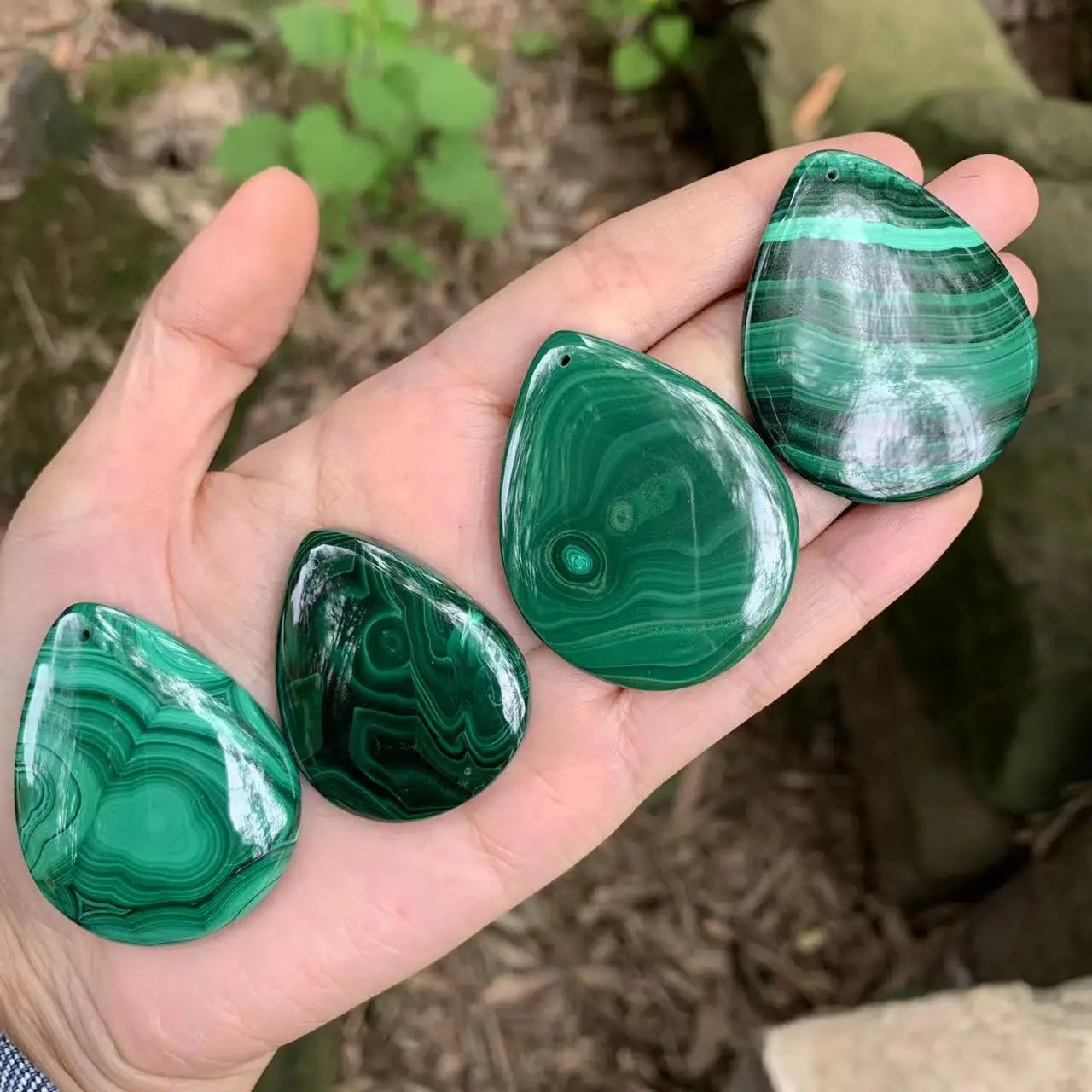 Natural Malachite Chrysocolla Pendant Necklace – Water Drop Gemstone Jewelry for Women & Men
