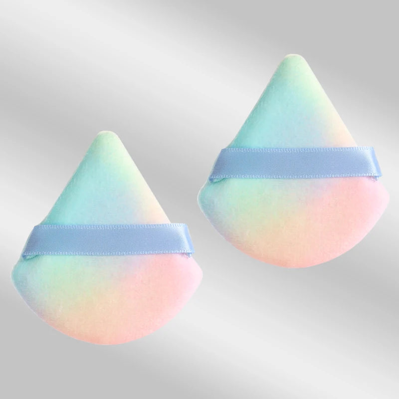 2 velvet triangle puffs for foundation and blending