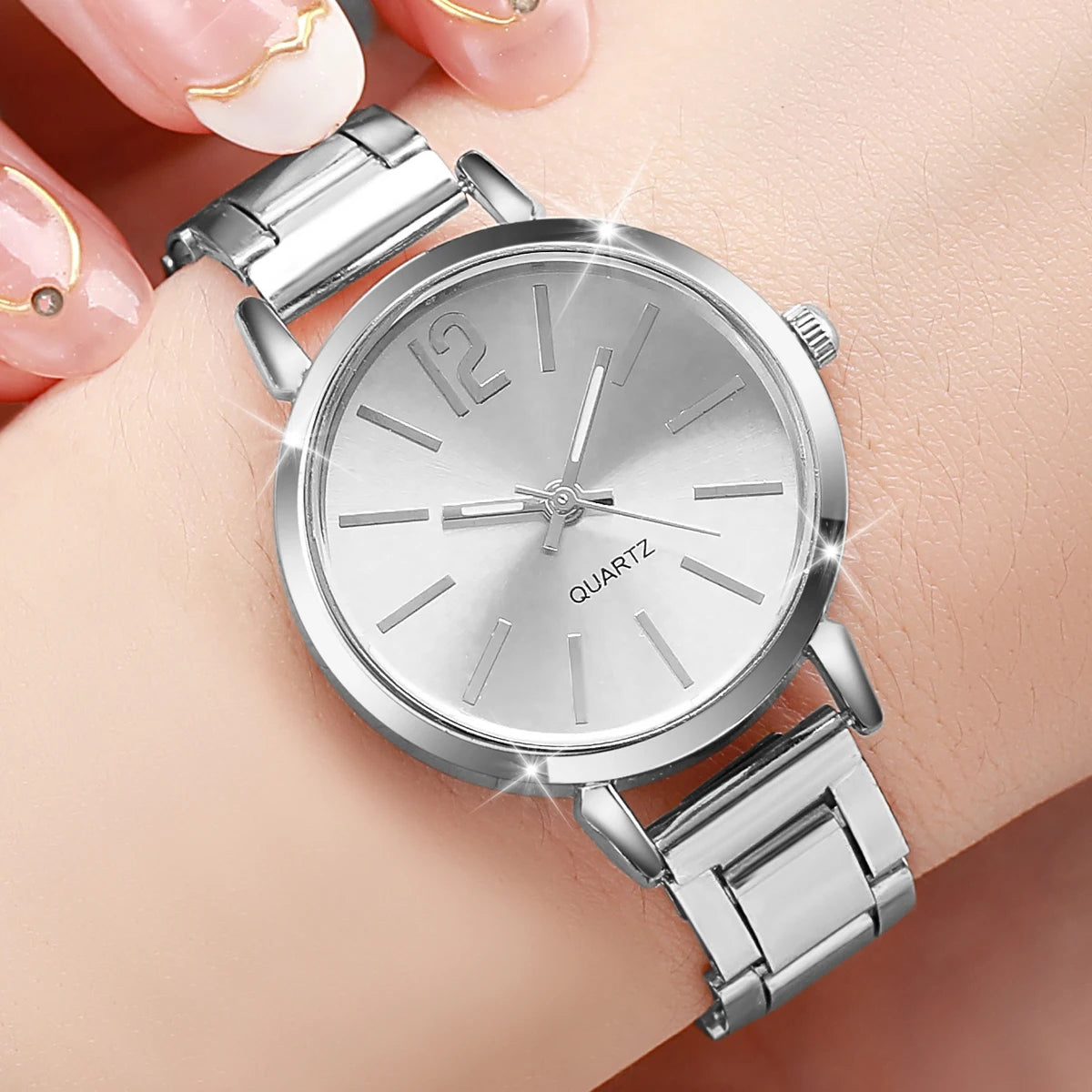 Fashion Women's Stainless Steel Quartz Watch – Analog Wristwatch Set 1/3PCS