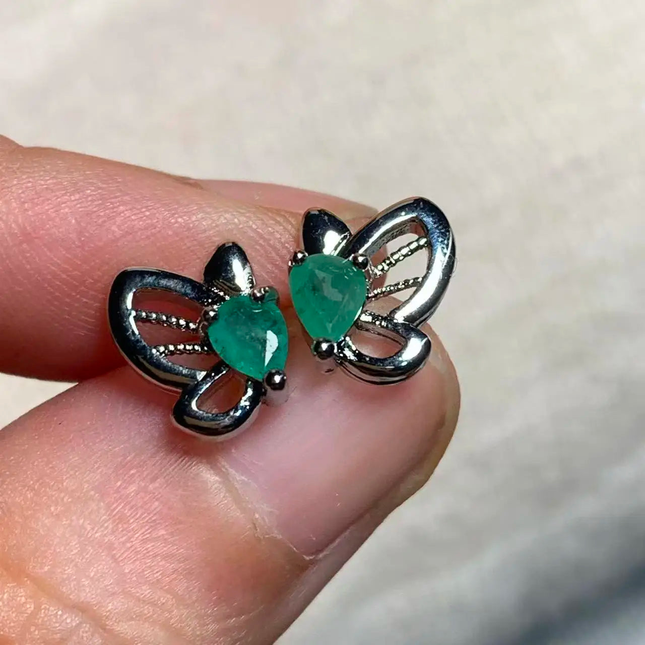 Natural Emerald Stud Earrings – 925 Sterling Silver Fine Jewelry for Women