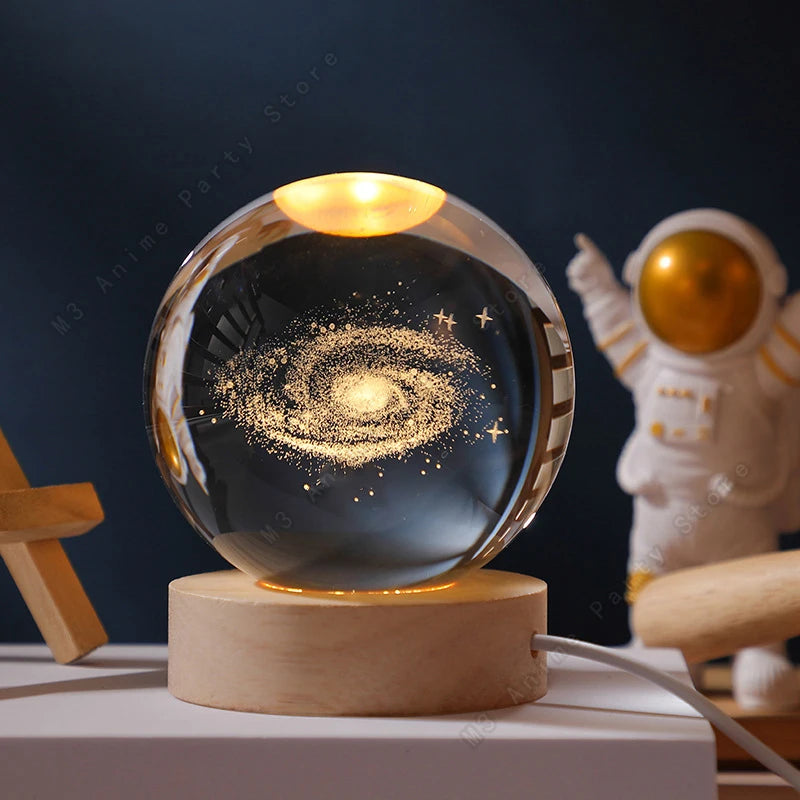 3D Crystal Ball Night Light - LED Galaxy Lamp for Kids' Birthday Gift