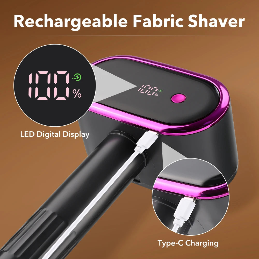 5-Speed Electric Lint Remover – LED Display Fabric Shaver for Clothes & Sofas