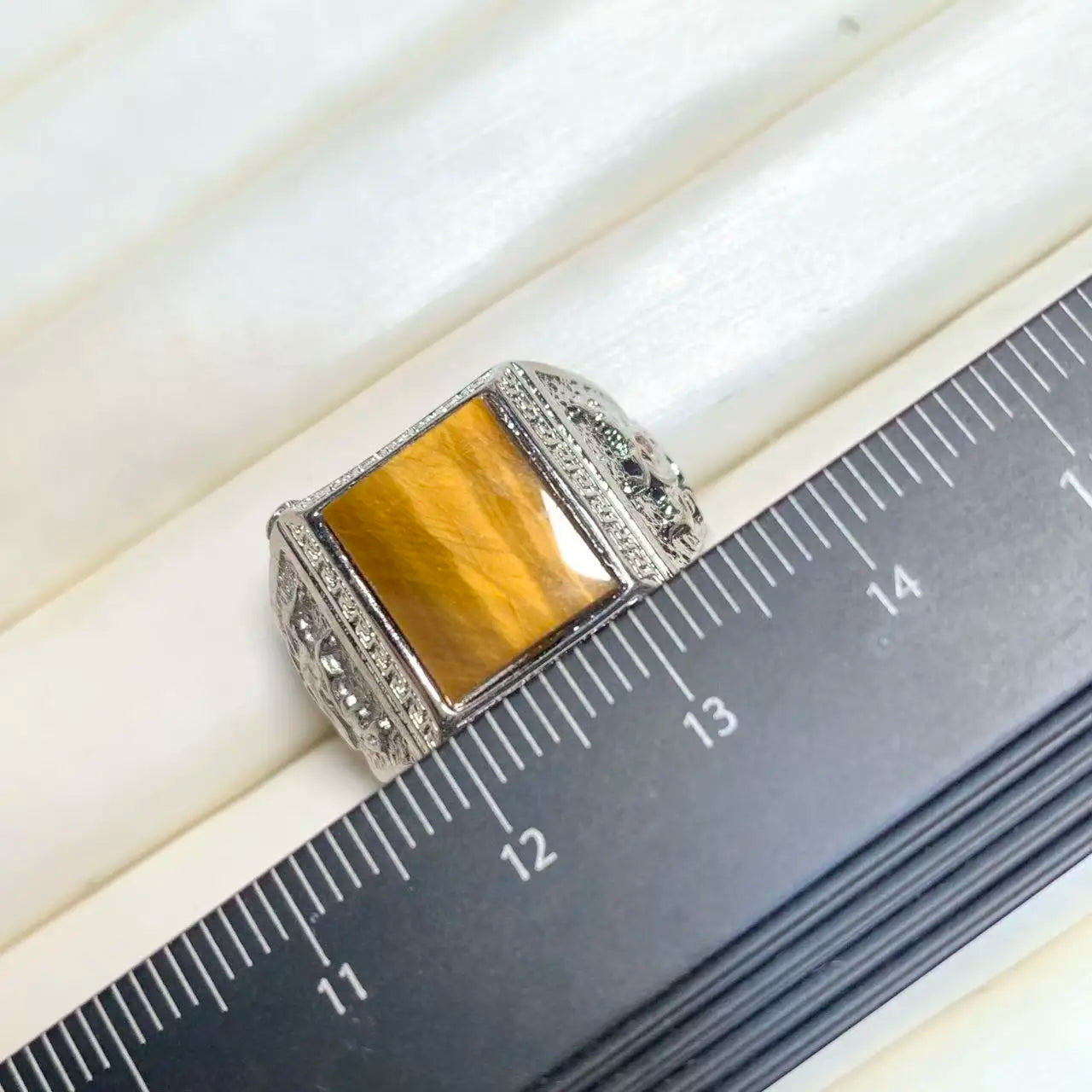 Natural Lapis & Tiger's Eye Ring – Adjustable Vintage Gemstone Ring for Men & Women
