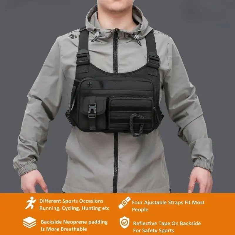 Tactical Running Vest Bag - Multi Pocket Chest Bag With Phone & Bottle Holder