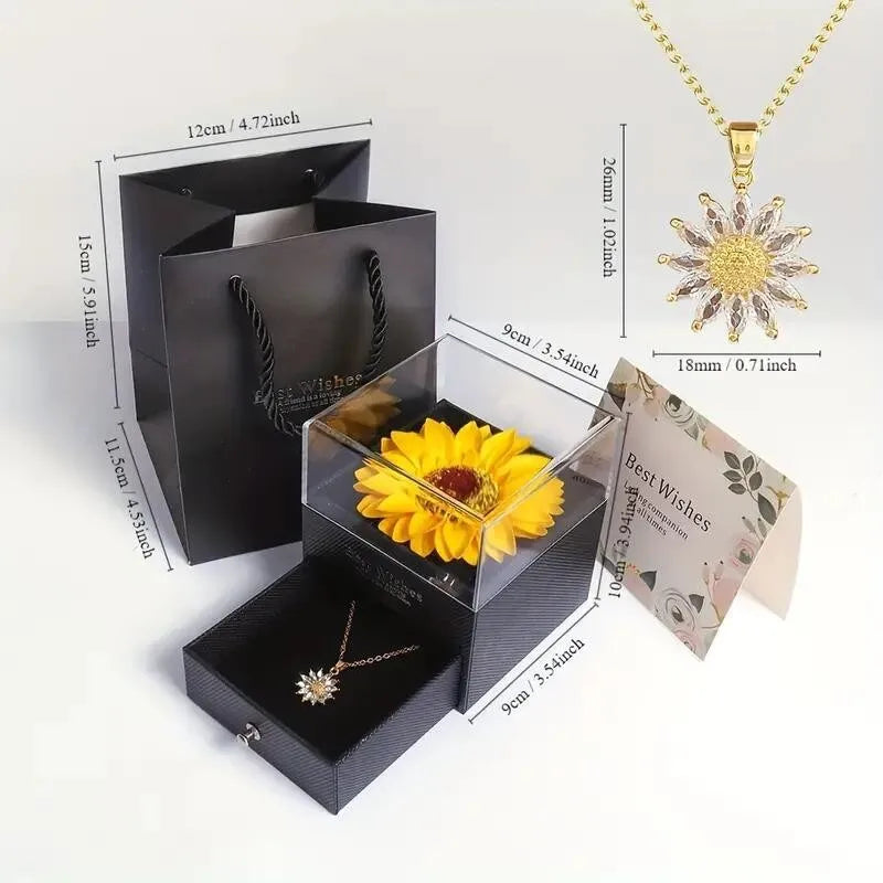 Sunflower Necklace with Gift Box - Perfect I Love You Gift for Girlfriend