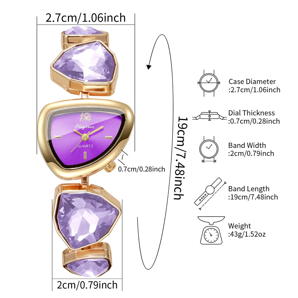 Elegant Rhinestone Bracelet Women's Quartz Watch – Irregular Dial Fashion Wristwatch