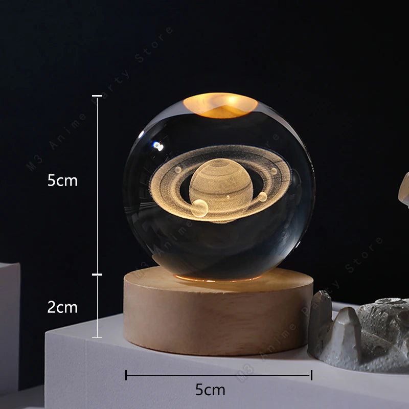 3D Crystal Ball Night Light - LED Galaxy Lamp for Kids' Birthday Gift