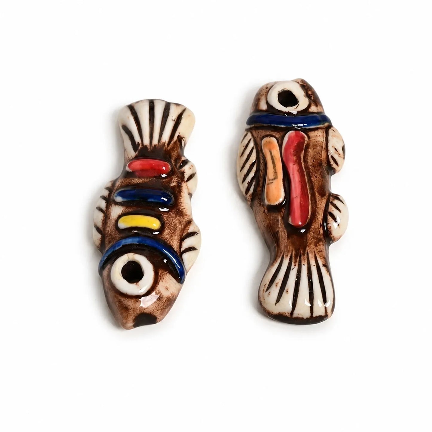Handmade Ceramic Fish Beads – Large Hole DIY Loose Beads for Jewelry Making