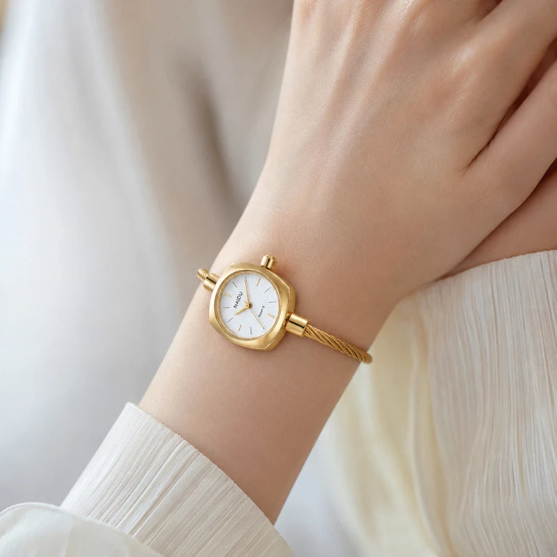 Women's Gold Bangle Watch – Luxury Stainless Steel Quartz