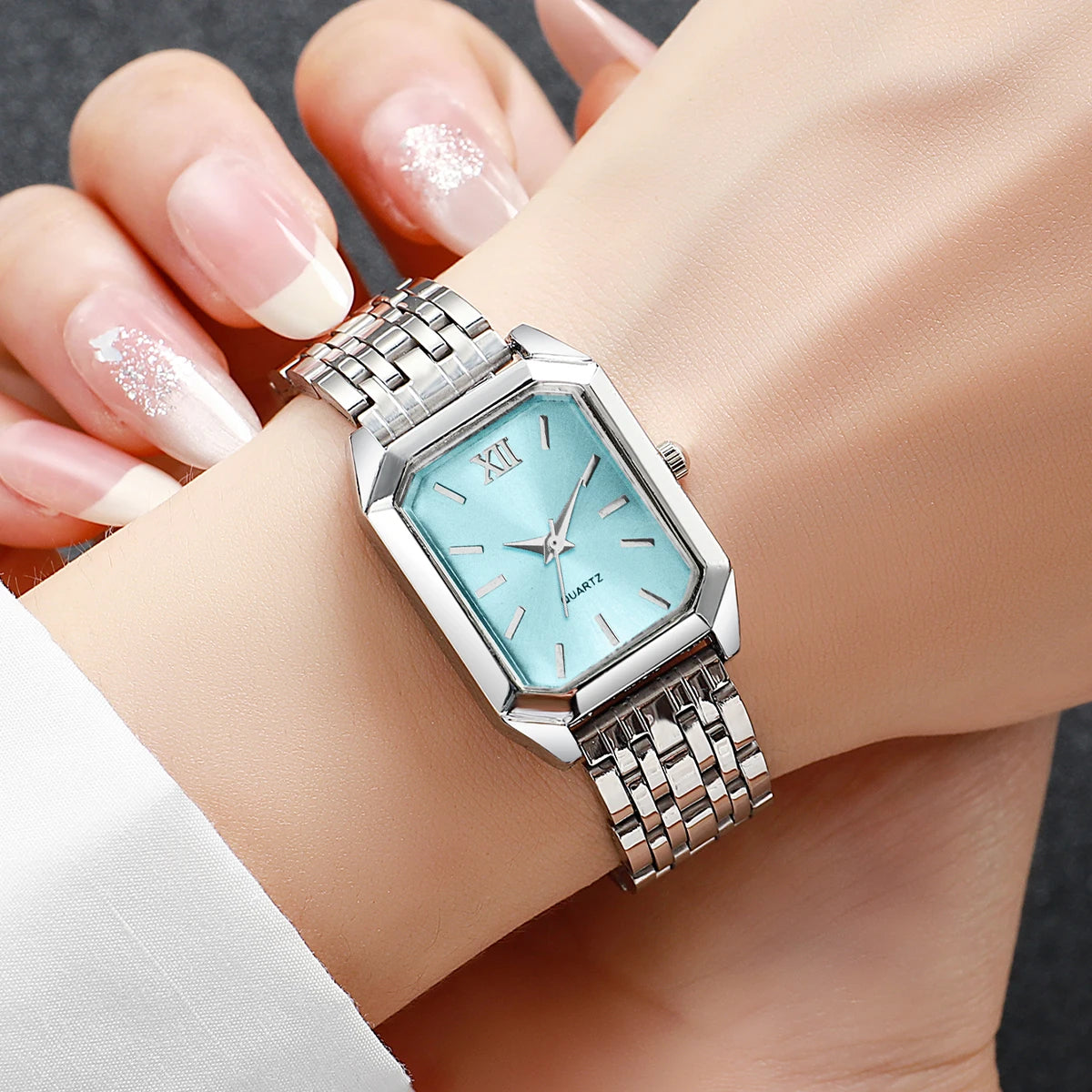 Fashion Rectangle Women's Quartz Watch – Casual Ladies Wristwatch Set