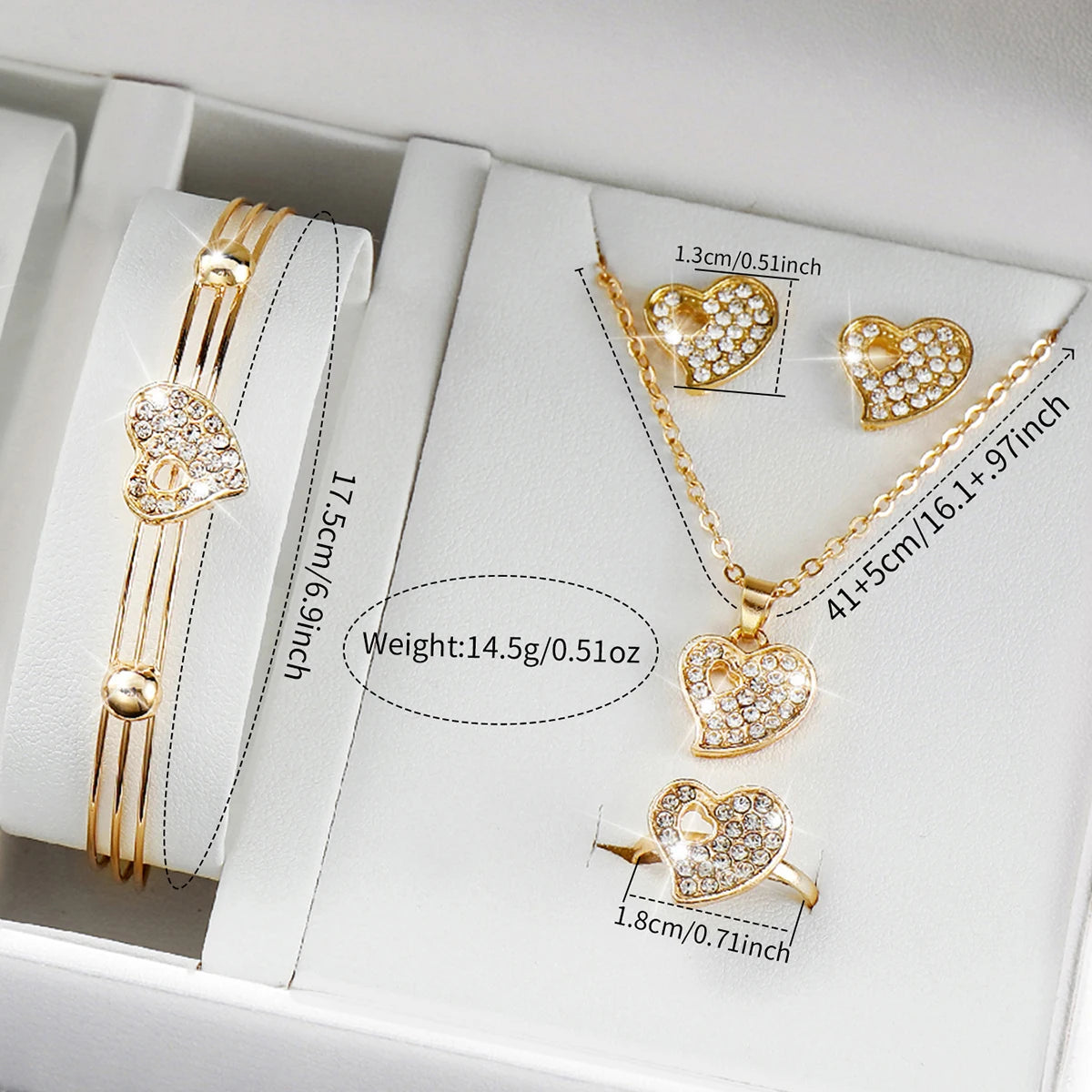 Fashion Heart Women's Quartz Watch & Butterfly Jewelry Set – 3/6PCS Golden Plastic Band Wristwatch