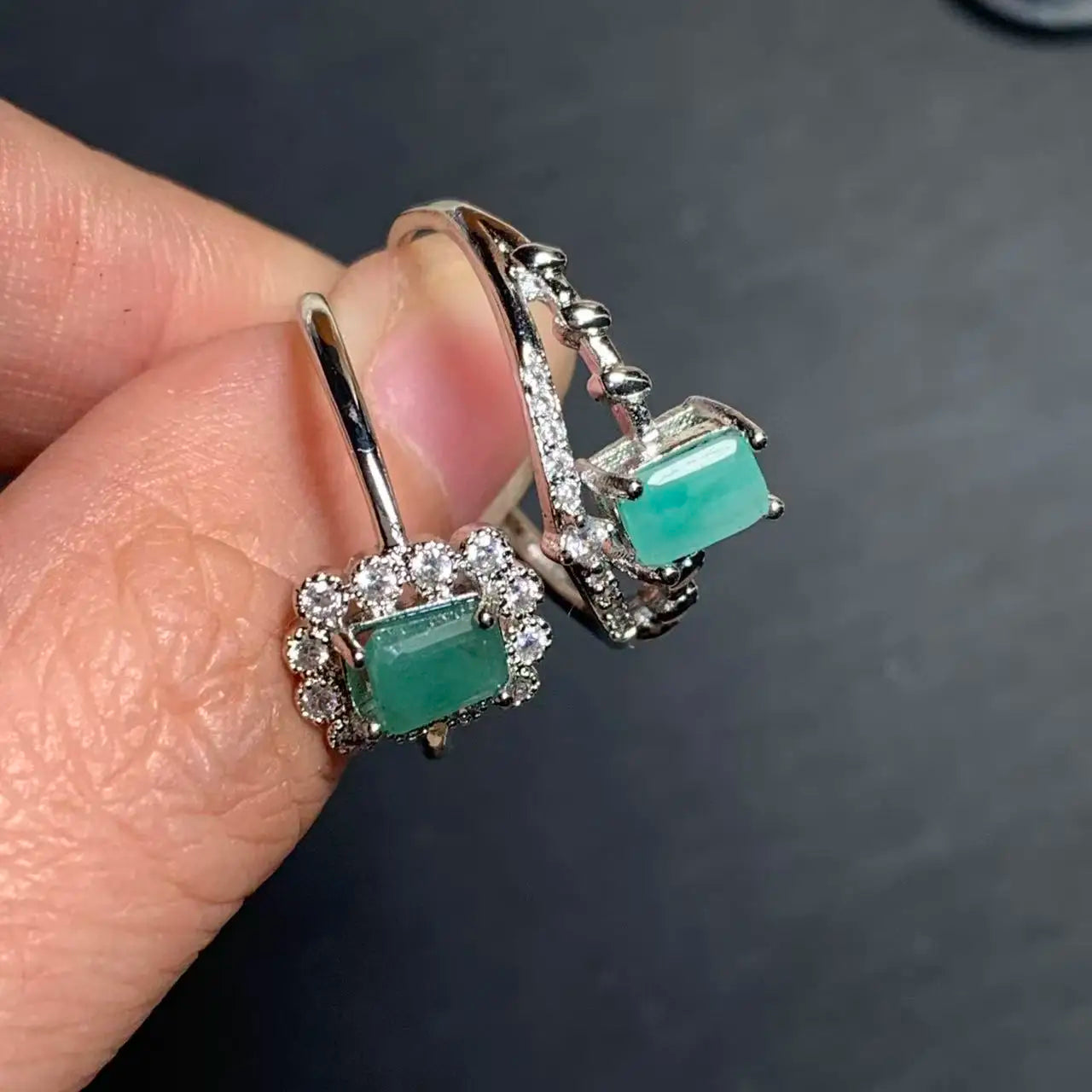 Natural Emerald Adjustable Ring – Multiple Styles Vintage Gemstone Ring for Women