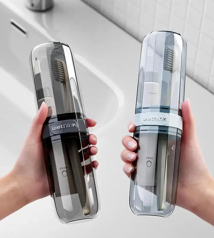 Portable Clear Toothbrush Travel Case, Hard Shell All-in-One Organizer for Business Trips Gym & Commute, Hygienic Secure Design