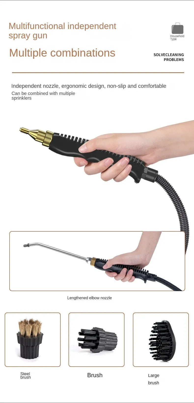 Steam Cleaner High Temperature Sterilization Air Conditioning Kitchen Hood Home /Car Steaming Cleaner 220V EU Plug
