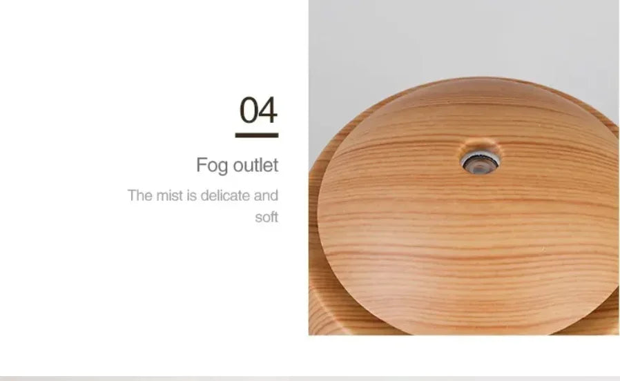 USB Ultrasonic Cool Mist Essential Oil Humidifier - Mini Wood Grain Design