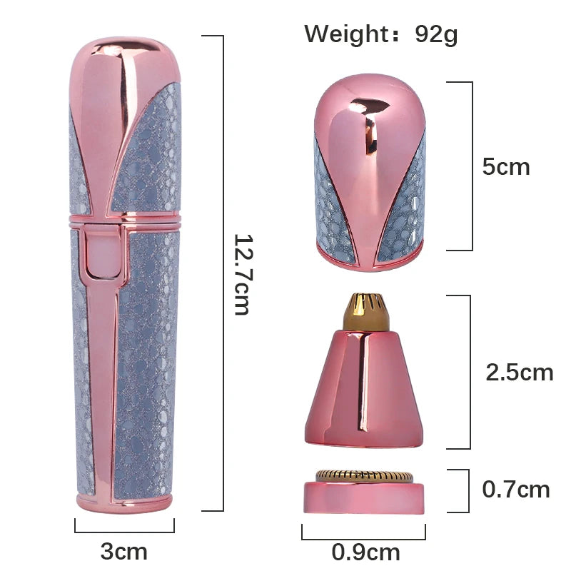 Portable 2 IN 1 Electric Epilator Eyebrow Trimmer Body Facial Lip Hair Remover Mini Painless Razor Shave Shaver Built-in LED