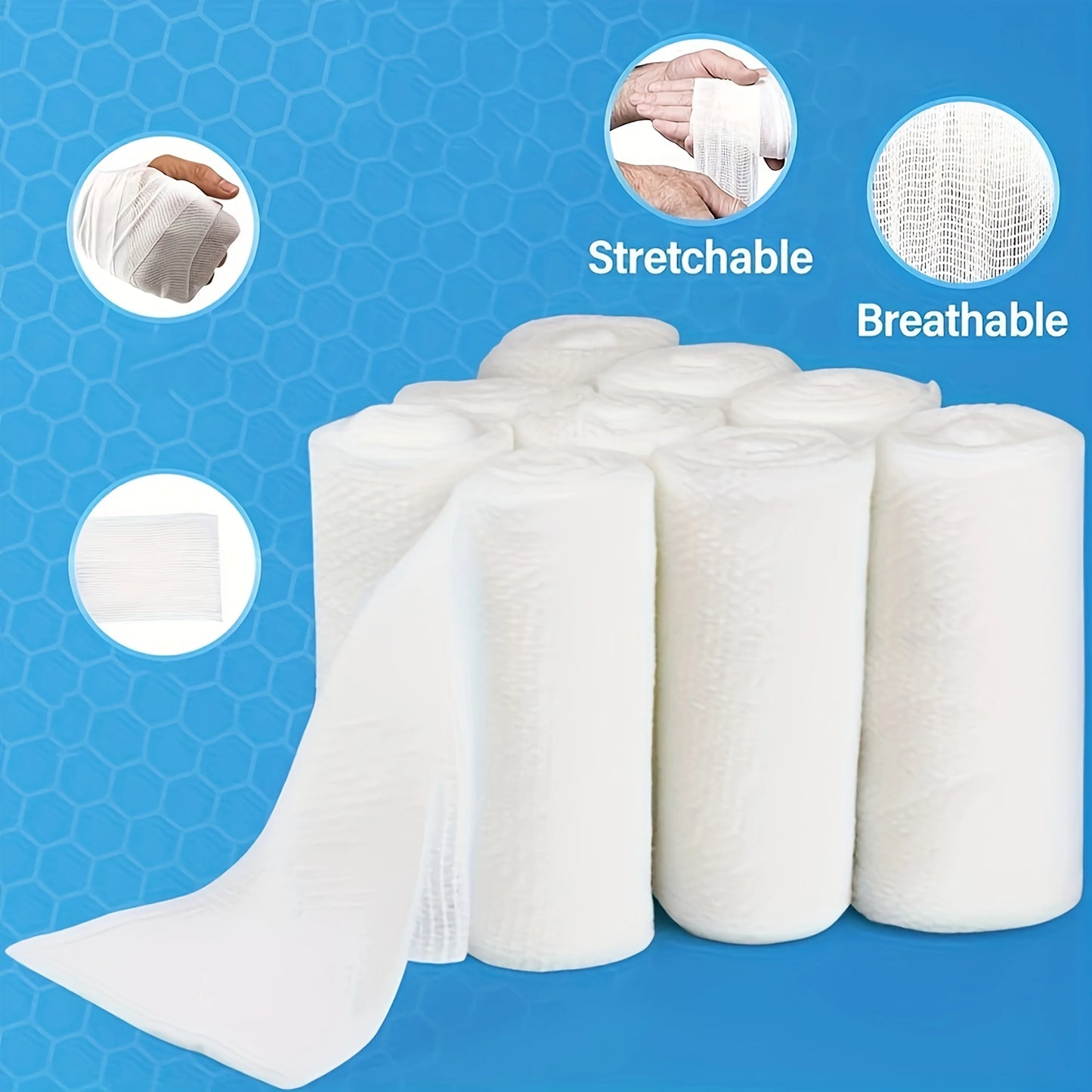 Elastic Gauze Bandages 6-Pack – Breathable Sports & First Aid Wrap