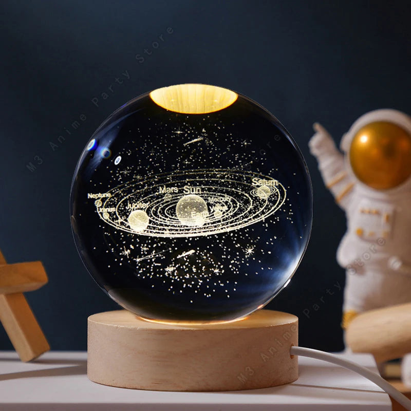3D Crystal Ball Night Light - LED Galaxy Lamp for Kids' Birthday Gift